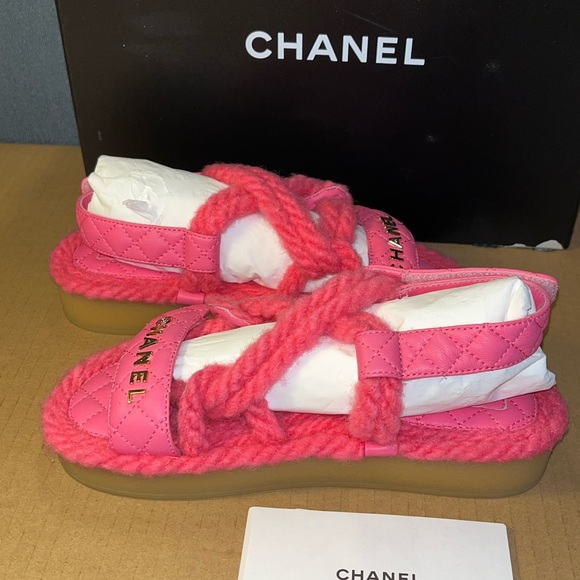 Authentic Chanel Cord Strings Lambskin sandals size 35 - Picture 3 of 12